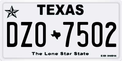 TX license plate DZO7502