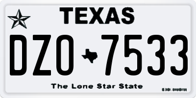 TX license plate DZO7533