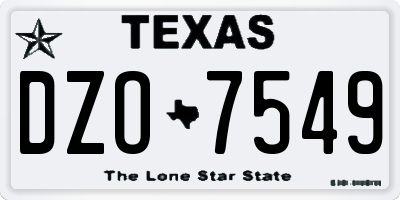 TX license plate DZO7549