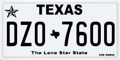TX license plate DZO7600