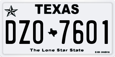 TX license plate DZO7601