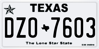 TX license plate DZO7603
