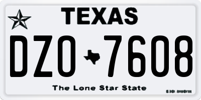 TX license plate DZO7608