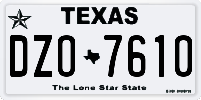 TX license plate DZO7610