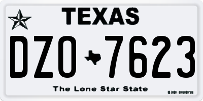 TX license plate DZO7623