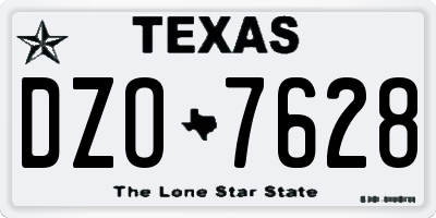 TX license plate DZO7628