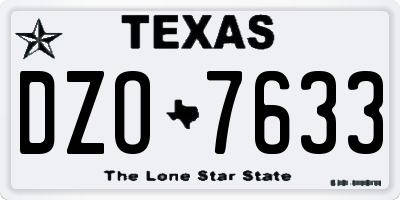 TX license plate DZO7633