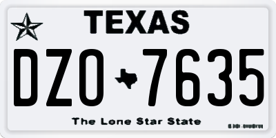 TX license plate DZO7635