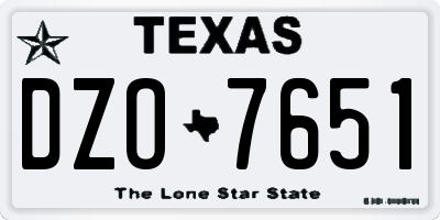 TX license plate DZO7651