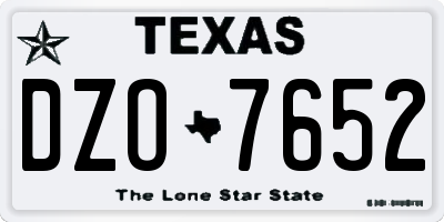 TX license plate DZO7652