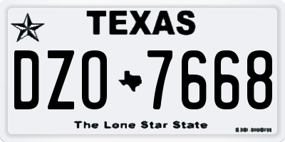 TX license plate DZO7668