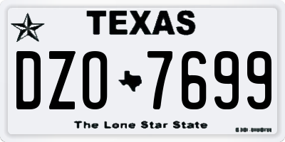 TX license plate DZO7699