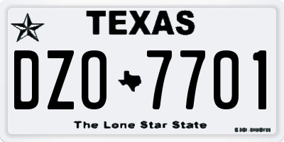 TX license plate DZO7701