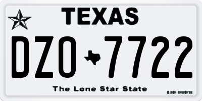 TX license plate DZO7722