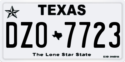 TX license plate DZO7723