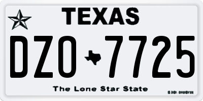 TX license plate DZO7725