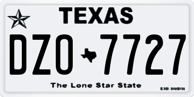 TX license plate DZO7727