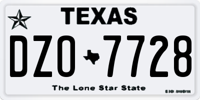 TX license plate DZO7728