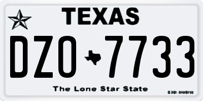 TX license plate DZO7733