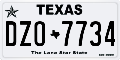 TX license plate DZO7734