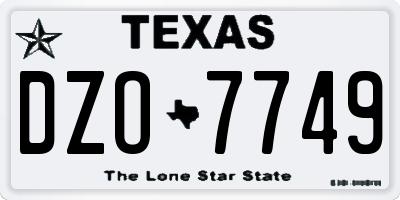 TX license plate DZO7749
