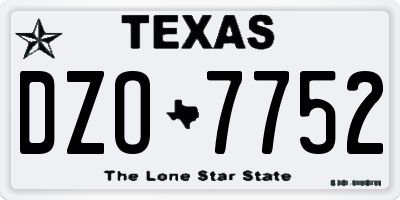 TX license plate DZO7752