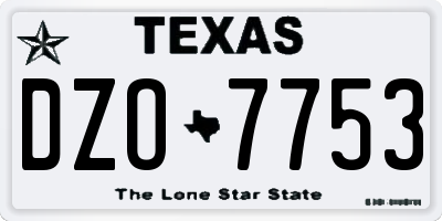 TX license plate DZO7753