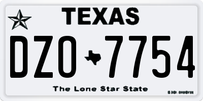 TX license plate DZO7754