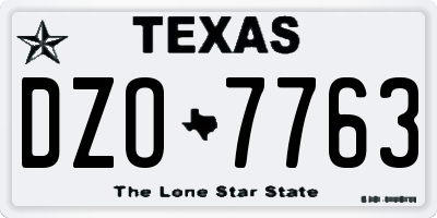 TX license plate DZO7763