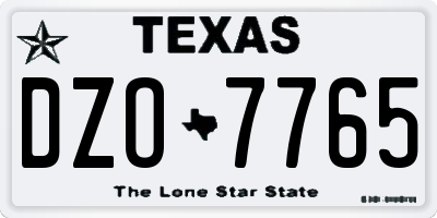 TX license plate DZO7765