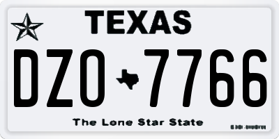 TX license plate DZO7766