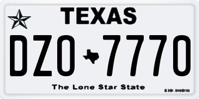 TX license plate DZO7770