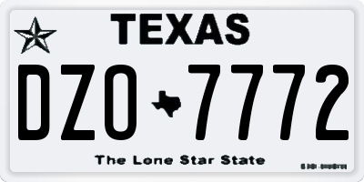 TX license plate DZO7772