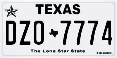 TX license plate DZO7774