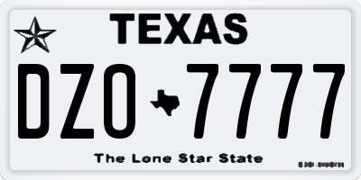 TX license plate DZO7777