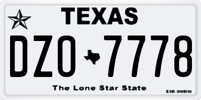 TX license plate DZO7778