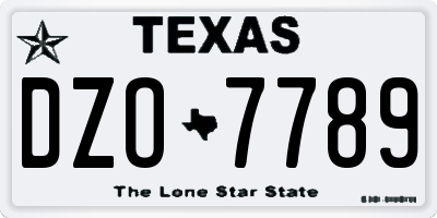 TX license plate DZO7789