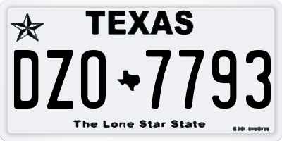 TX license plate DZO7793