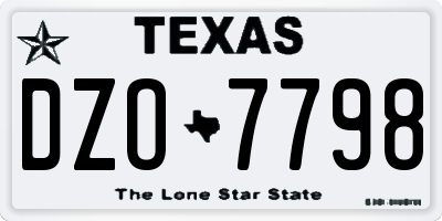 TX license plate DZO7798