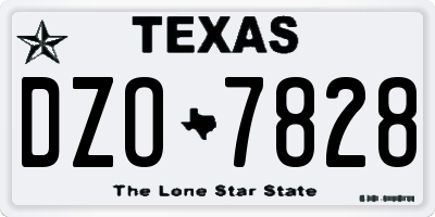 TX license plate DZO7828
