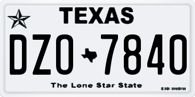 TX license plate DZO7840