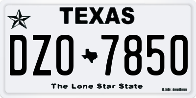 TX license plate DZO7850