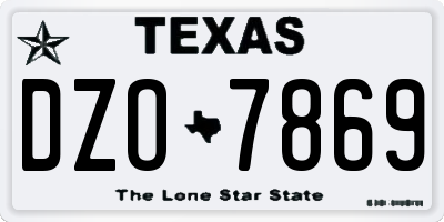 TX license plate DZO7869
