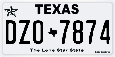 TX license plate DZO7874