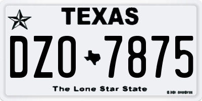 TX license plate DZO7875