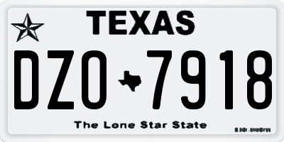TX license plate DZO7918