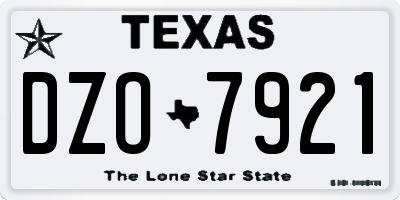 TX license plate DZO7921