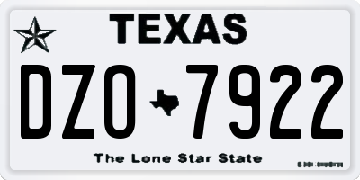 TX license plate DZO7922