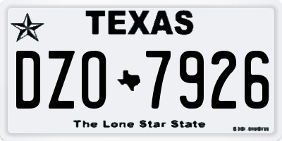 TX license plate DZO7926