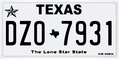 TX license plate DZO7931